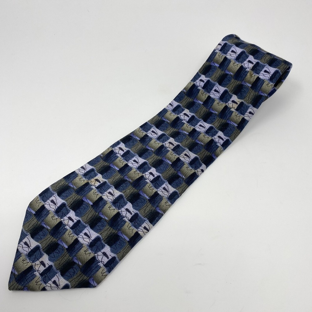 Vintage J. Garcia Megaliths Collections Twenty Mens Blue Green Necktie 100% Silk